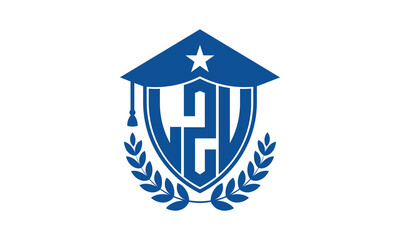 LZU three letter iconic academic logo design vector template. monogram, abstract, school, college, university, graduation cap symbol logo, shield, model, institute, educational, coaching canter, tech