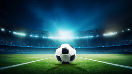 soccer field background illustration. ball in stadium - obrazy, fototapety, plakaty