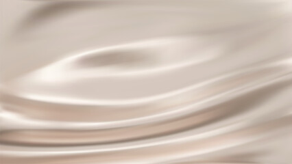 Fototapeta na wymiar Abstract light beige gradient background. Minimalistic subtle wavy silk texture. 3D vector illustration.