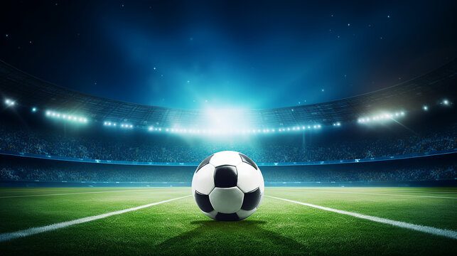 soccer field background illustration. ball in stadium
