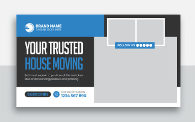 Moving service and delivery shipment youtube thumbnail and web banner template design	