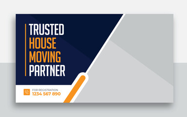 Moving service and delivery shipment youtube thumbnail and web banner template design	
