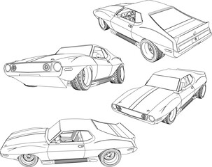 Vector sketch illustration of luxury high end street sport racing car design