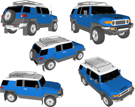 Vector sketch illustration of luxury adventure car design with 4 wheel drive