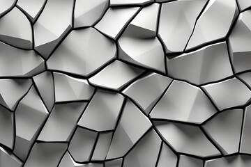 3d illustration of abstract geometric background, black and white polygonal surface.