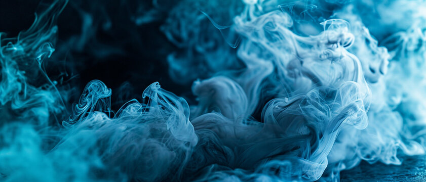 Abstract blue smoke on black background © sania