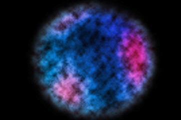 Abstract Blue and Pink Cloudy on Black Background