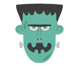 illustration of a scary frankenstein character. halloween icon flat vector illustration