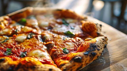 Pizza with mozzarella cheese and tomato sauce. - obrazy, fototapety, plakaty