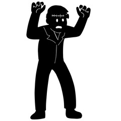 Vector illustration, traditional Halloween decorative element. Scary Halloween frankenstein silhouette - for design decoration