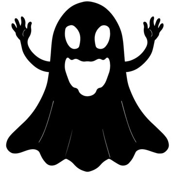 
Vector illustration, traditional Halloween decorative element. Scary Halloween ghost silhouette - for design decoration