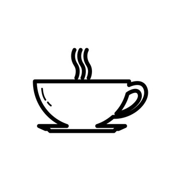 warm coffee cup glass line icon logo vector image
