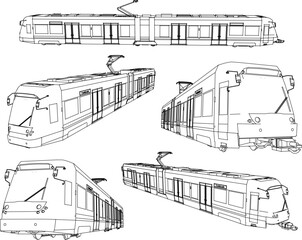 Vector sketch illustration of modern advanced monorail tram train design © nur