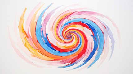 hand painted spiral on a white background, copy space, 16:9