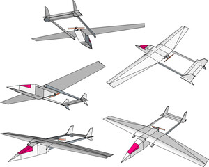Vector sketch illustration of simple hovering paper airplane design