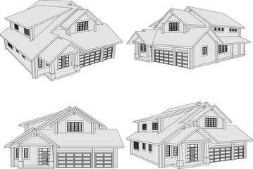 Vector sketch illustration of simple wooden house design in city  © nur