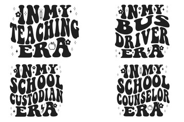 In My Teaching Era, in my bus driver era, In My School Custodian Era, In My School Counselor Era retro T-shirt