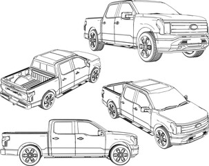 Vector sketch illustration of premium pickup car design