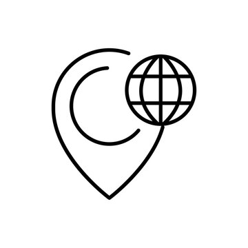 globe pin line icon logo vector image