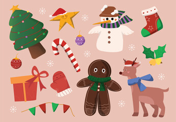 Fototapeta premium set of christmas elements