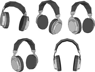 Vector sketch illustration of teenage headphones design