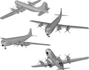 Vector sketch illustration of the design of a cargo-carrying Boeing airplane