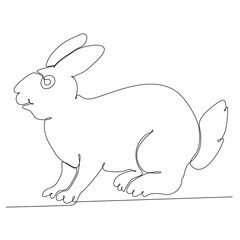 Continuous one line drawing of Easter Bunny. Cute rabbit silhouette with ears in simple linear style for spring design greeting card and web banner.Editable stroke. Minimalistic Vector illustration