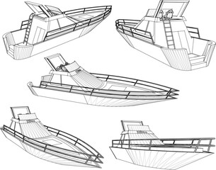 Vector sketch illustration of speed boat design for sea cruises © nur