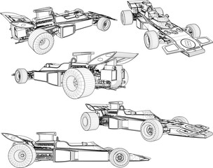 Vector sketch illustration of special edition formula racing car design © nur