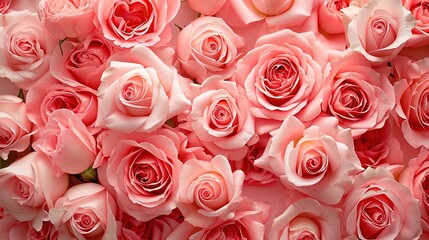 Rose flower background, top view.