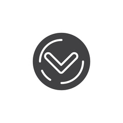 Round button with check mark vector icon