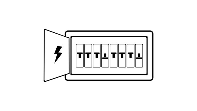 Fuse board box, black isolated silhouette