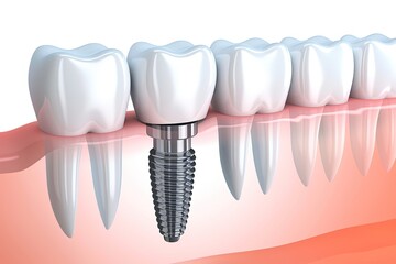 Fototapeta na wymiar White teeth and dental implant.