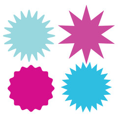 Set of blank multicolor star icons various shape isolated on white background. Vector illustration
