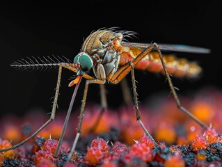 A mosquito eats lunch.