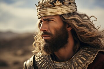 King David in the battlefield, Bible story. - obrazy, fototapety, plakaty