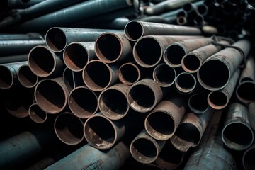 a pile of metal pipes. Generative AI