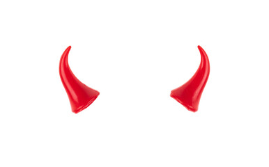 small red devil horns isolated on white background