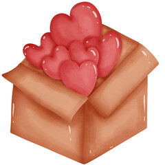 Heartfelt Surprise Valentine's Day Watercolor with Gift Heart Box A Thoughtful Romantic Gift.