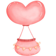 Love Soaring High Valentine's Day Watercolor with Heart Balloon, a Blooming Gift of Affection.