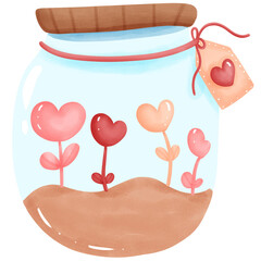 Sip and Share Love Valentine's Day Watercolor with a Cup of Love, Perfect for Coffee Lovers.