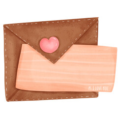 Expressive Love Heartfelt Valentine's Day Watercolor with Romantic Love Letter Illustration.
