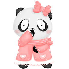 Whimsical Panda Valentine Watercolor  a Cute Clipart for Romantic Valentine's Day Celebrations.