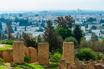 Vue sur la baie de Tunis depuis le site archéologique de Carthage