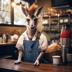 Selbstklebende Fototapeten A kangaroo dressed like a hollywood actor © Graphicgrow