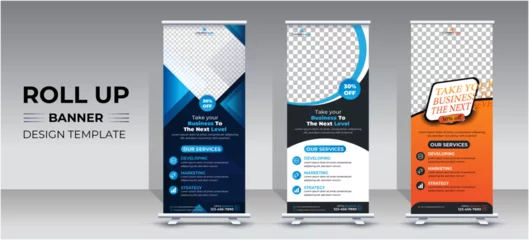 Foto op Canvas Business Roll Up Banner, corporate Roll up background for Presentation. Vertical roll up, x-stand, exhibition display, Retractable banner stand © Eligble