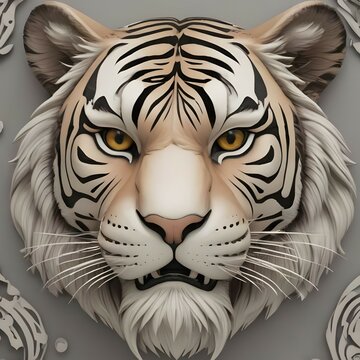 3D tiger image from front side