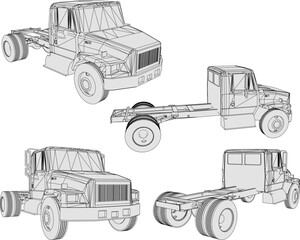 Vector sketch illustration of trailer truck head design without bed