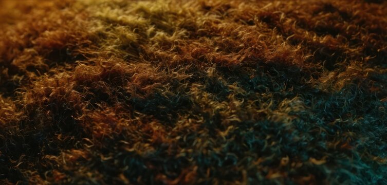  a close up of a brown and green carpet with a blurry image of the top part of the carpet and the bottom part of the area of the carpet.