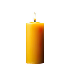 burning yellow candle, isolated, NO background